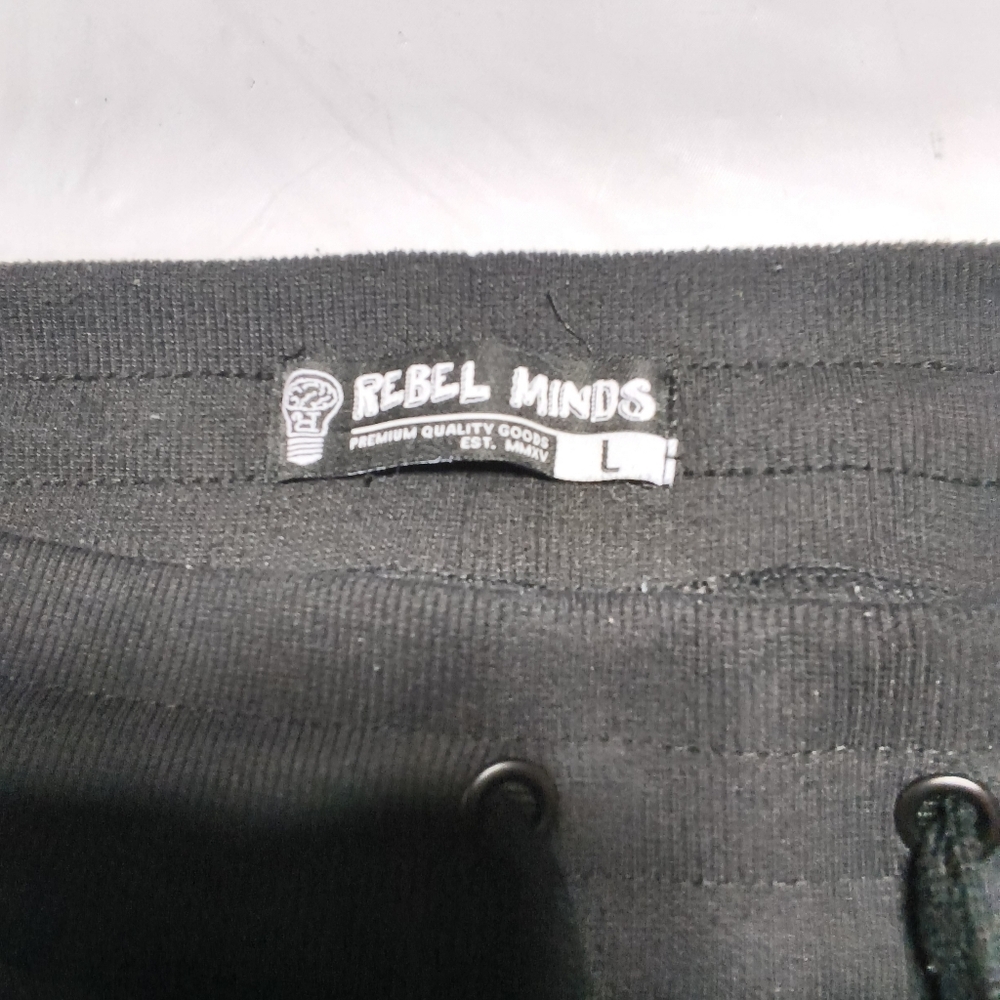 Rebel Minds Black Pay me 🤑 sweatpants W/ stitched, Patchwork Size Large - Picture 8 of 8
